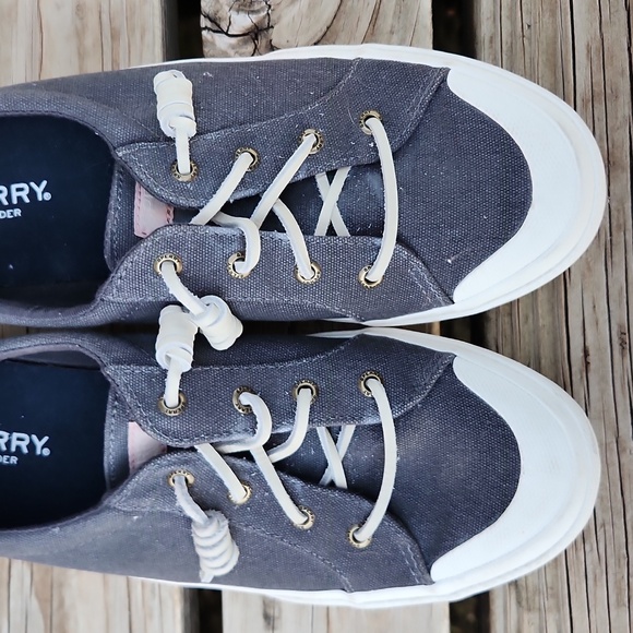 Sperry Pier Wave 9.5 Slip On Canvas Leather Sneaker Shoe Blue Pink - Picture 3 of 7